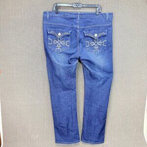 True Devotion Womens Size 18W Blue Embellished Back Pocket Denim Jeans